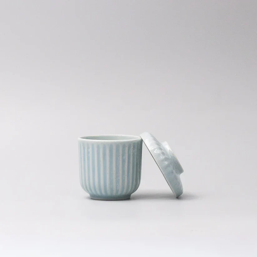 Cup Chawanmushi Ice Blue Lidded Jar 170ml