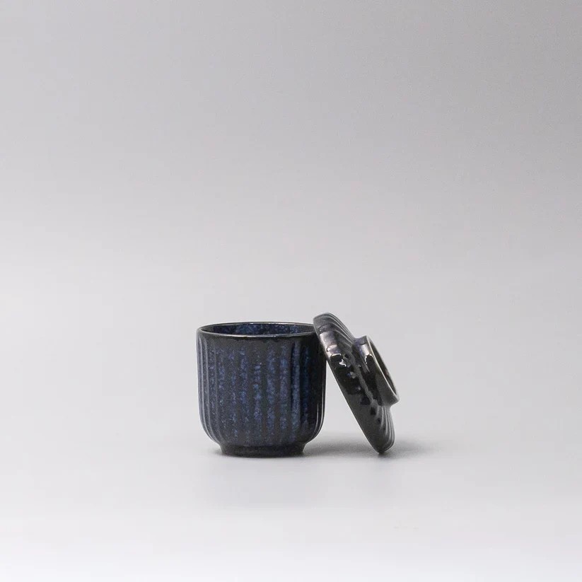 Cup Chawanmushi Indigo Blue Lidded Jar 170ml