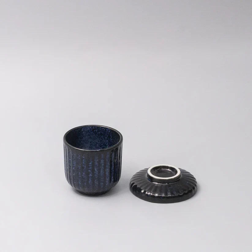 Cup Chawanmushi Indigo Blue Lidded Jar 170ml - Image 2
