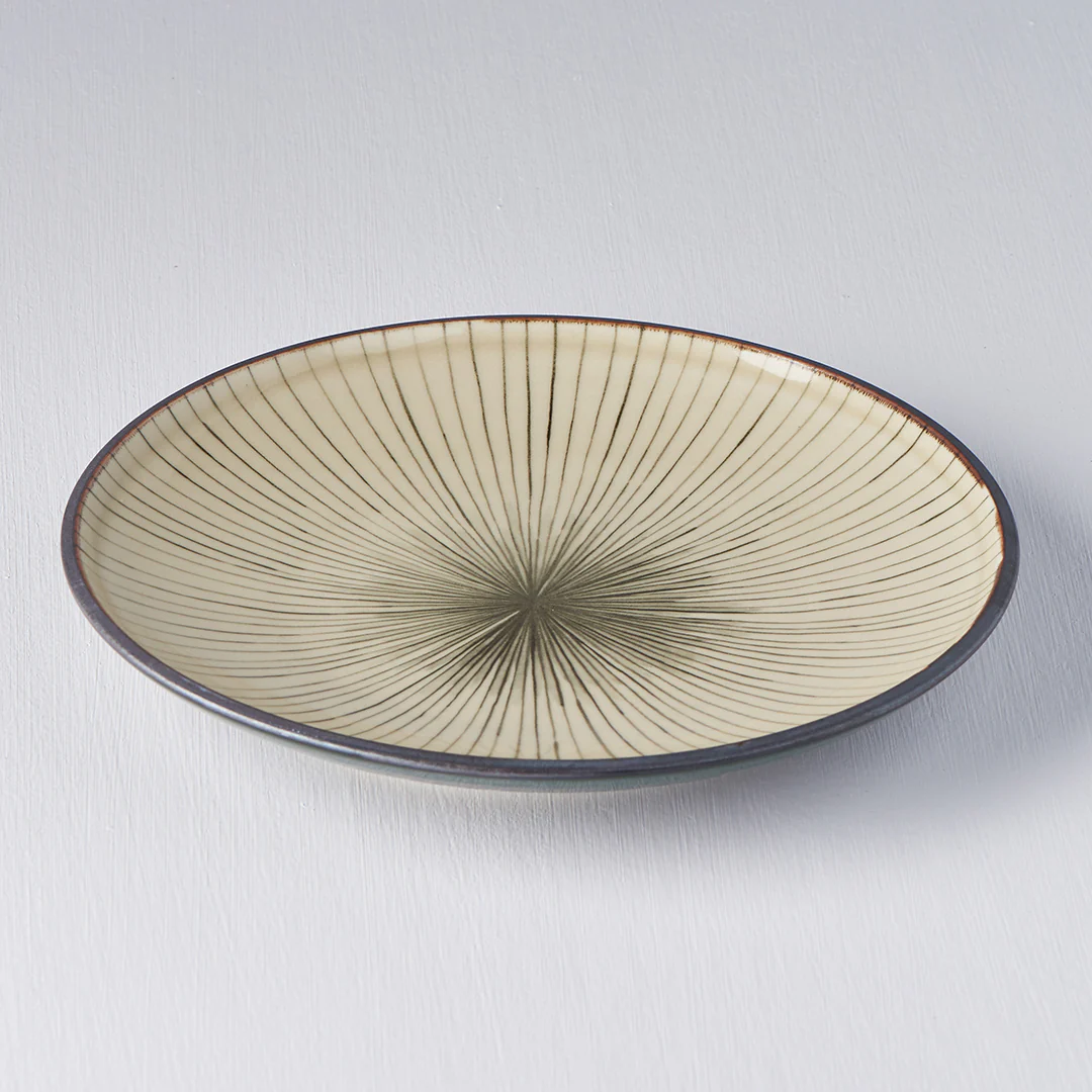 Dark Green Converging Lines side plate 19cm