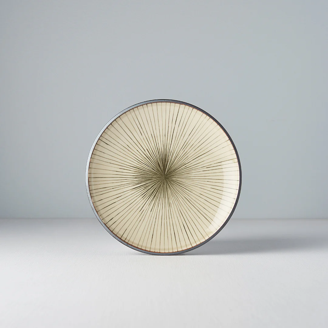 Dark Green Converging Lines side plate 19cm - Image 3