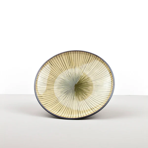 Dark Green Converging Lines side plate 19cm - Image 4