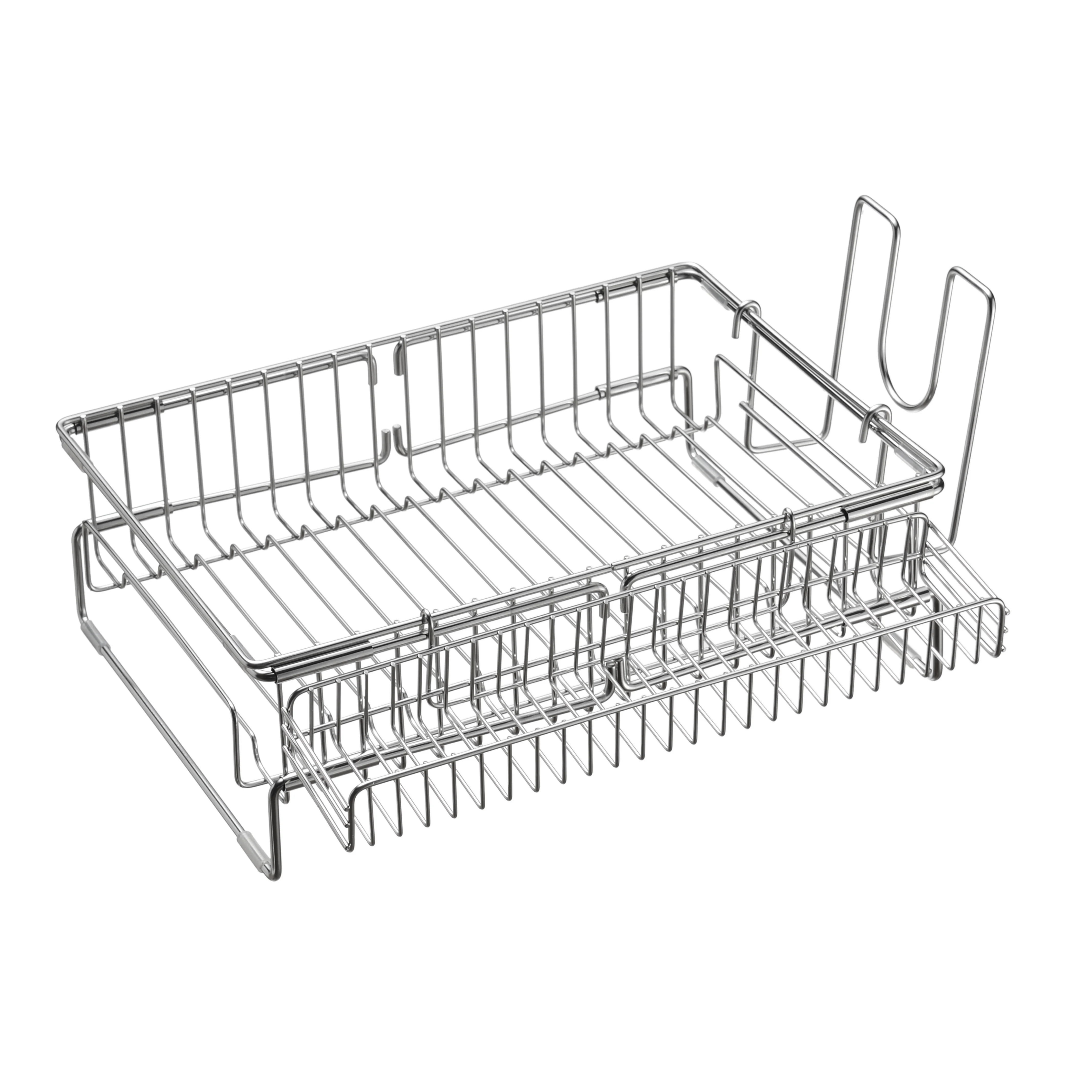 Enzo Expandable Sink Dish Drainer Rack with Lid & Cutting Board Stand