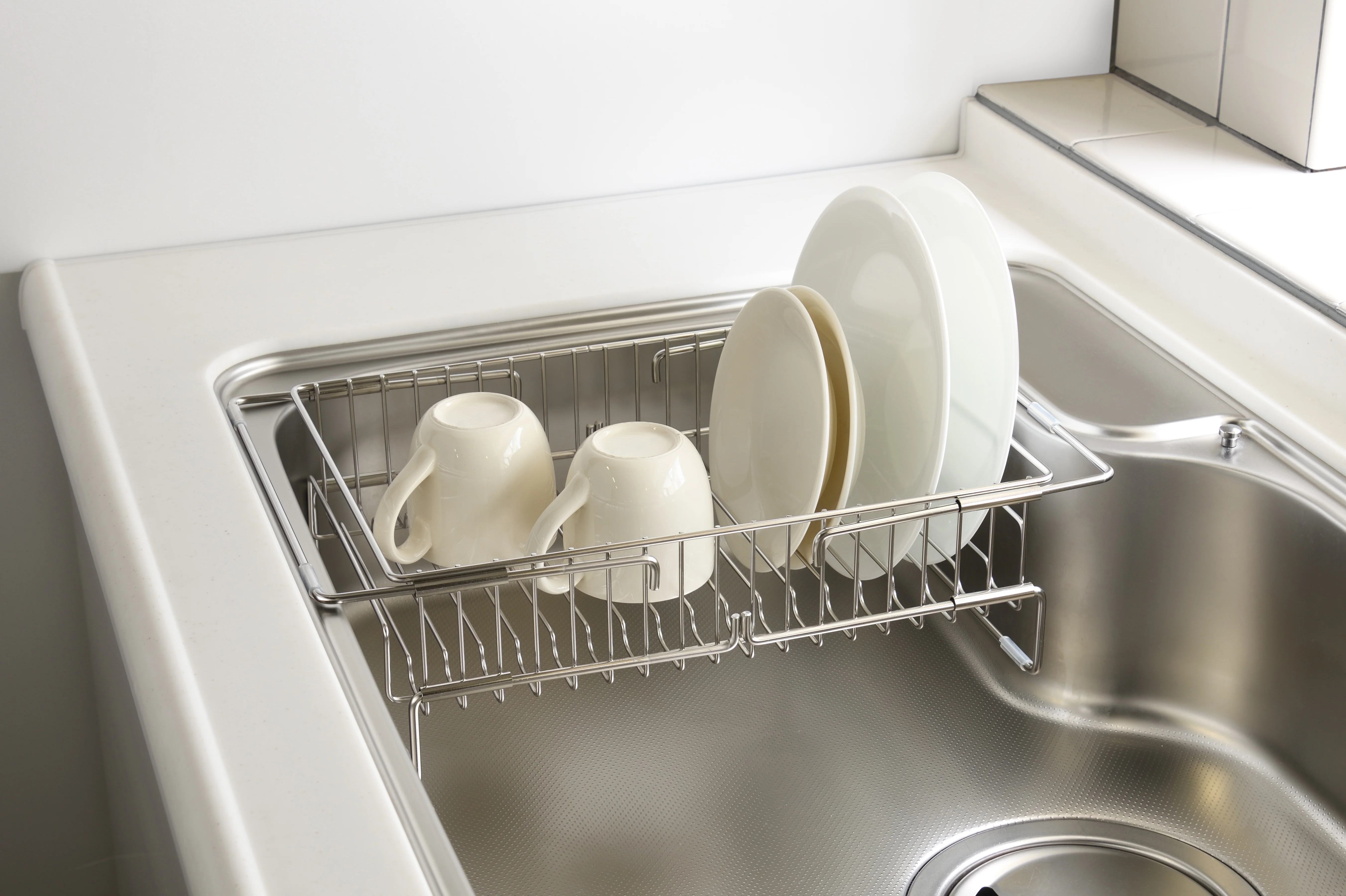 Enzo Expandable Stainless Steel Sink Dish Drainer Rack - Image 3