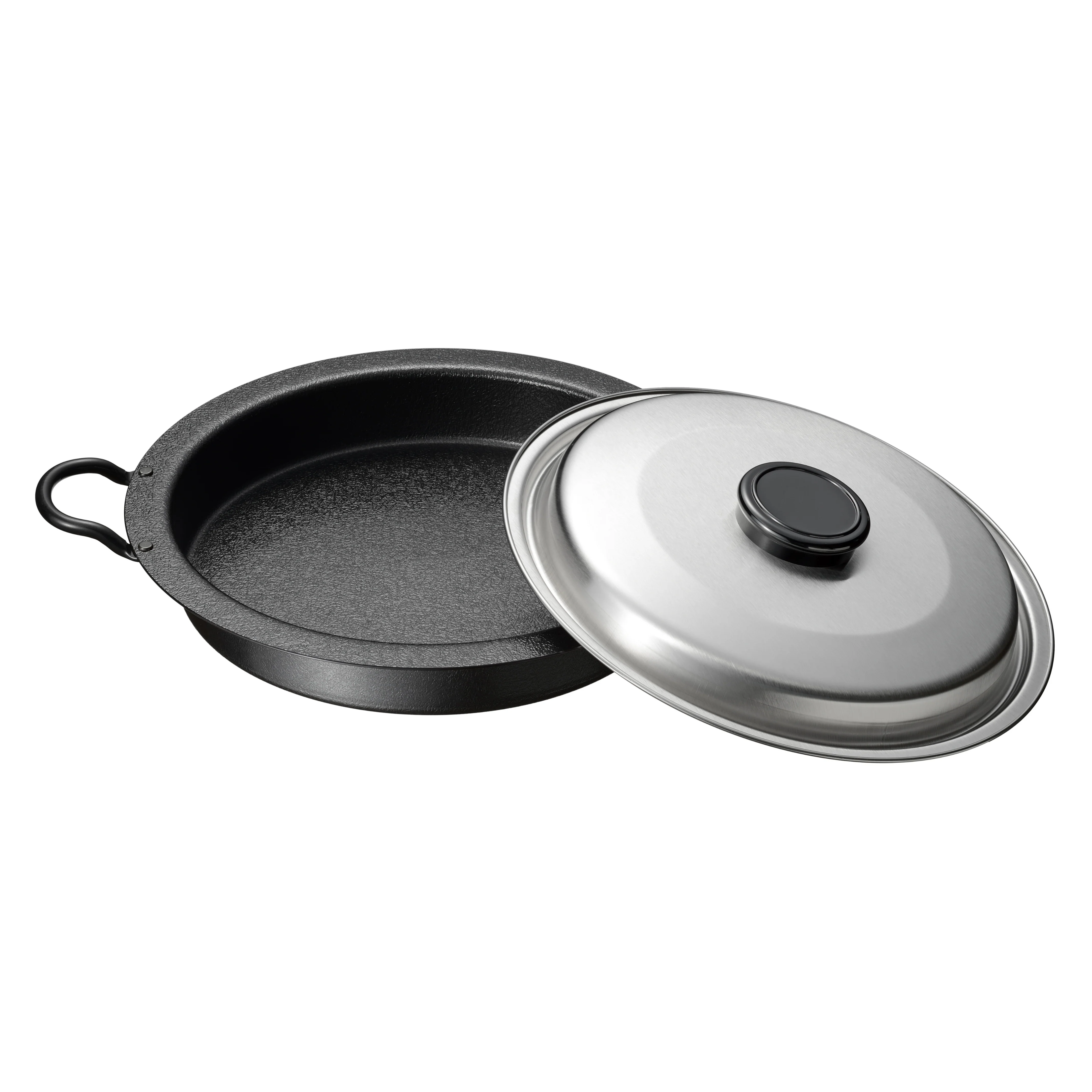 Enzo Iron Yakiniku & Gyoza Grill Pan with Stainless Steel Lid 26cm