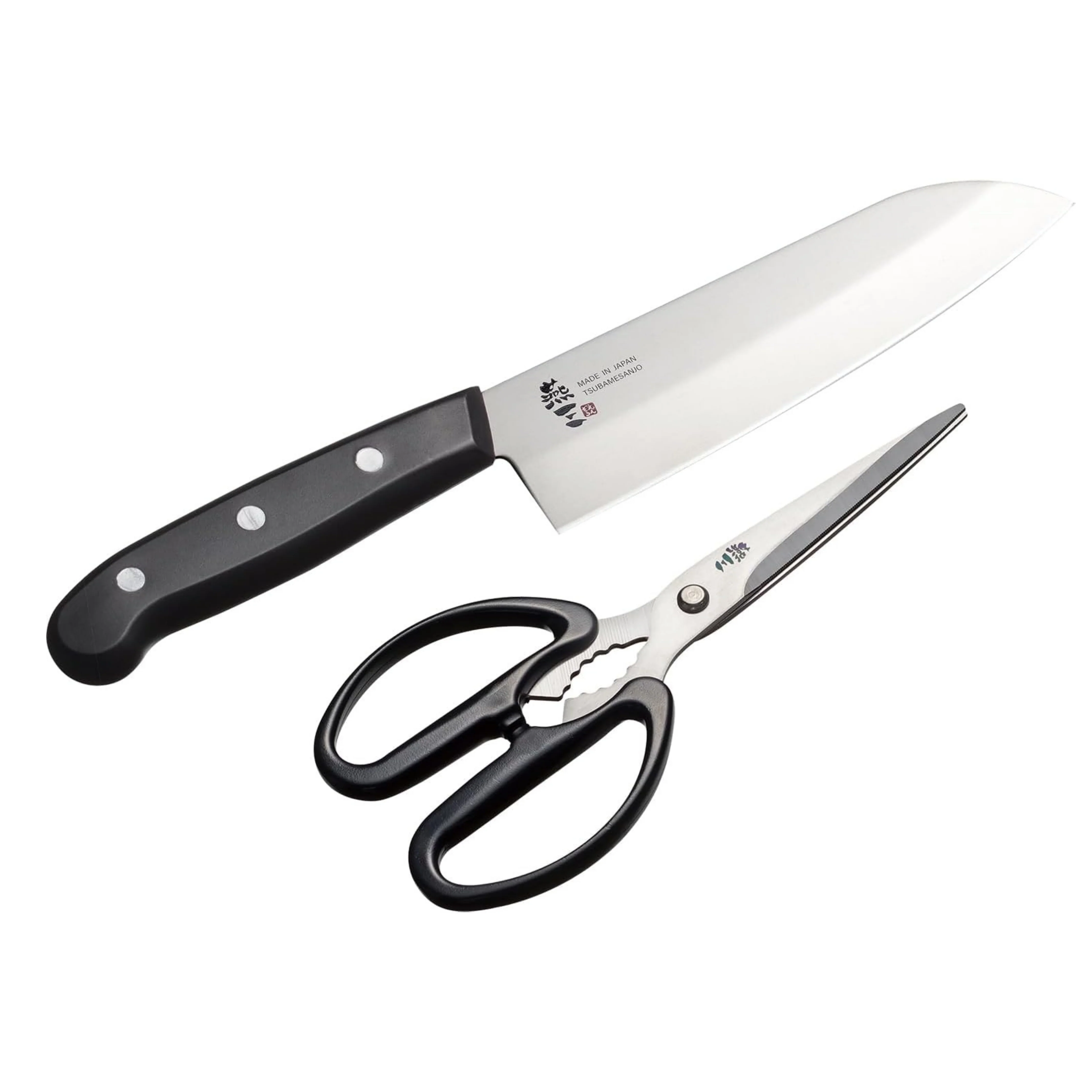 Enzo Stainless Steel Santoku Knife 16.5cm & Kitchen Scissors Set