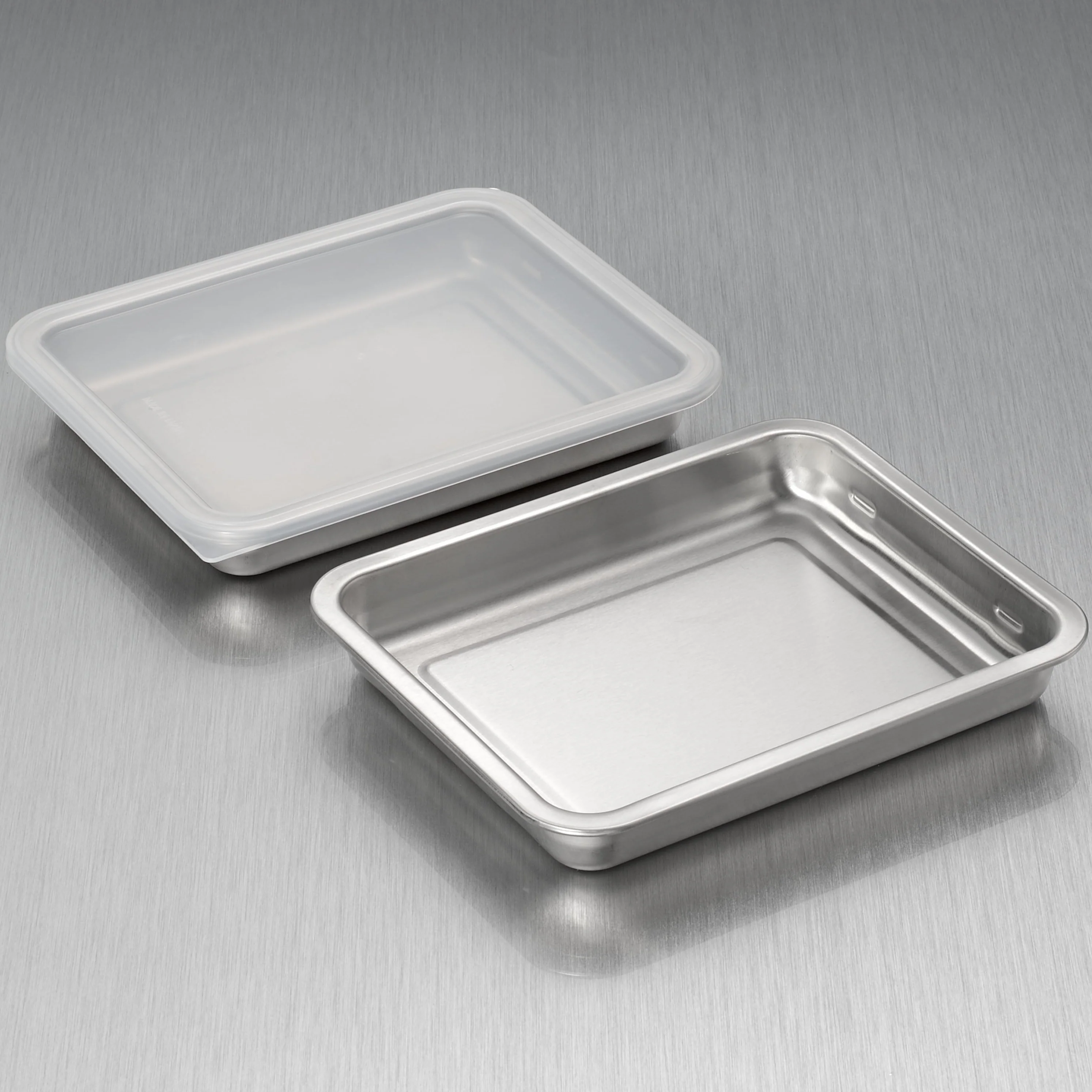 Enzo Stainless Steel Stackable Rectangular Prep Tray Set with Lid
