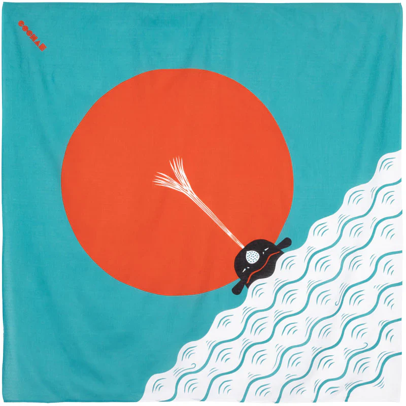Furoshiki Organic Cotton - 100 Cochae Whale In The Morning Sun Blue 100cm