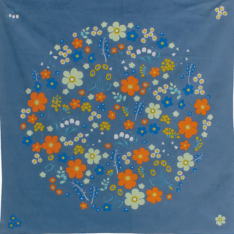 Furoshiki Patchin Bag L Organic - Flower Garden, Grey Navy - Image 4