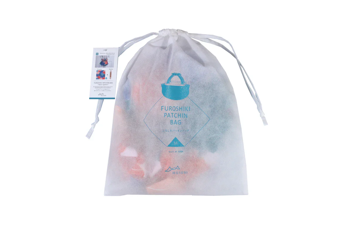 Furoshiki Patchin Bag M Water-repellent Peony - Blue green - Image 3