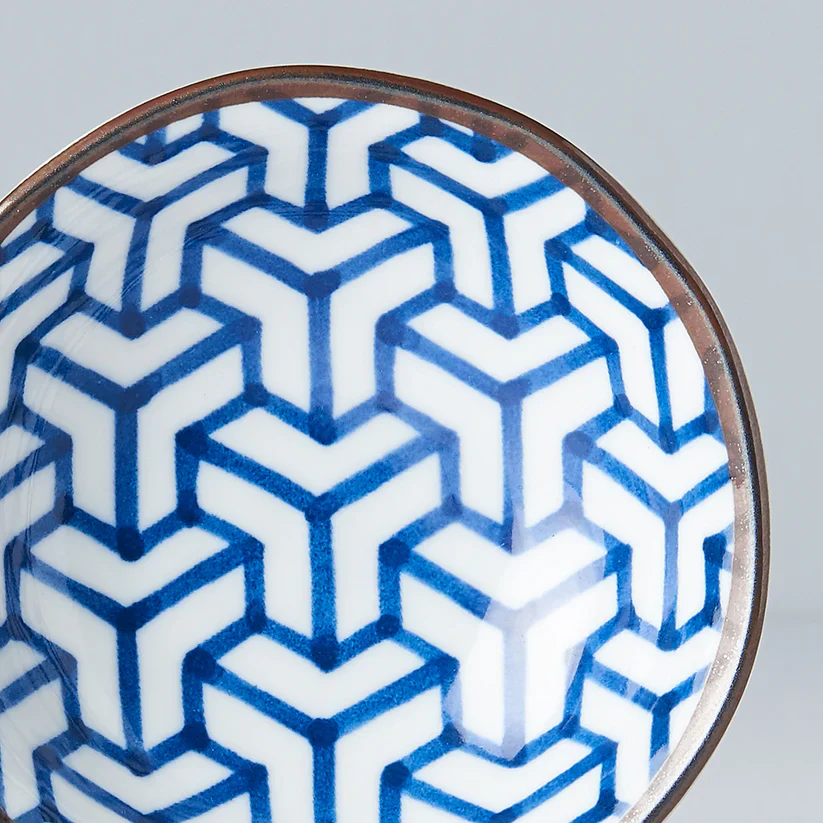 Indigo Herringbone Ikat Sauce Dish 11cm - Image 2