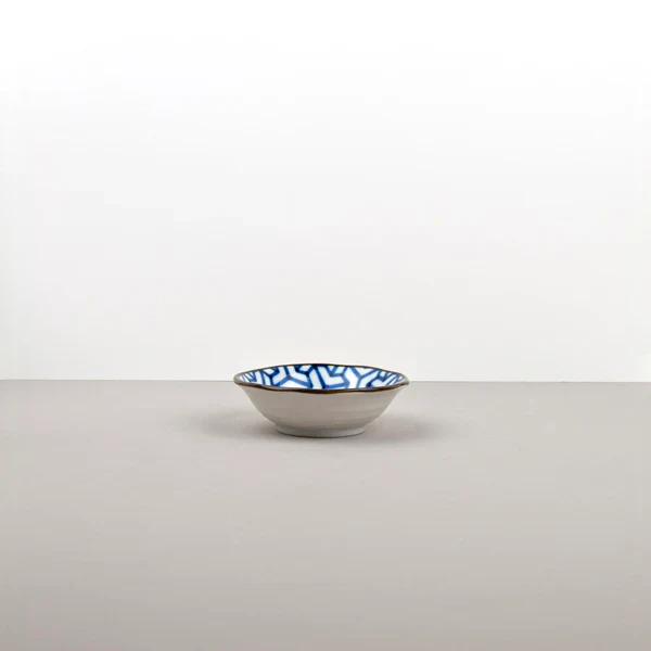 Indigo Herringbone Ikat Sauce Dish 11cm - Image 4