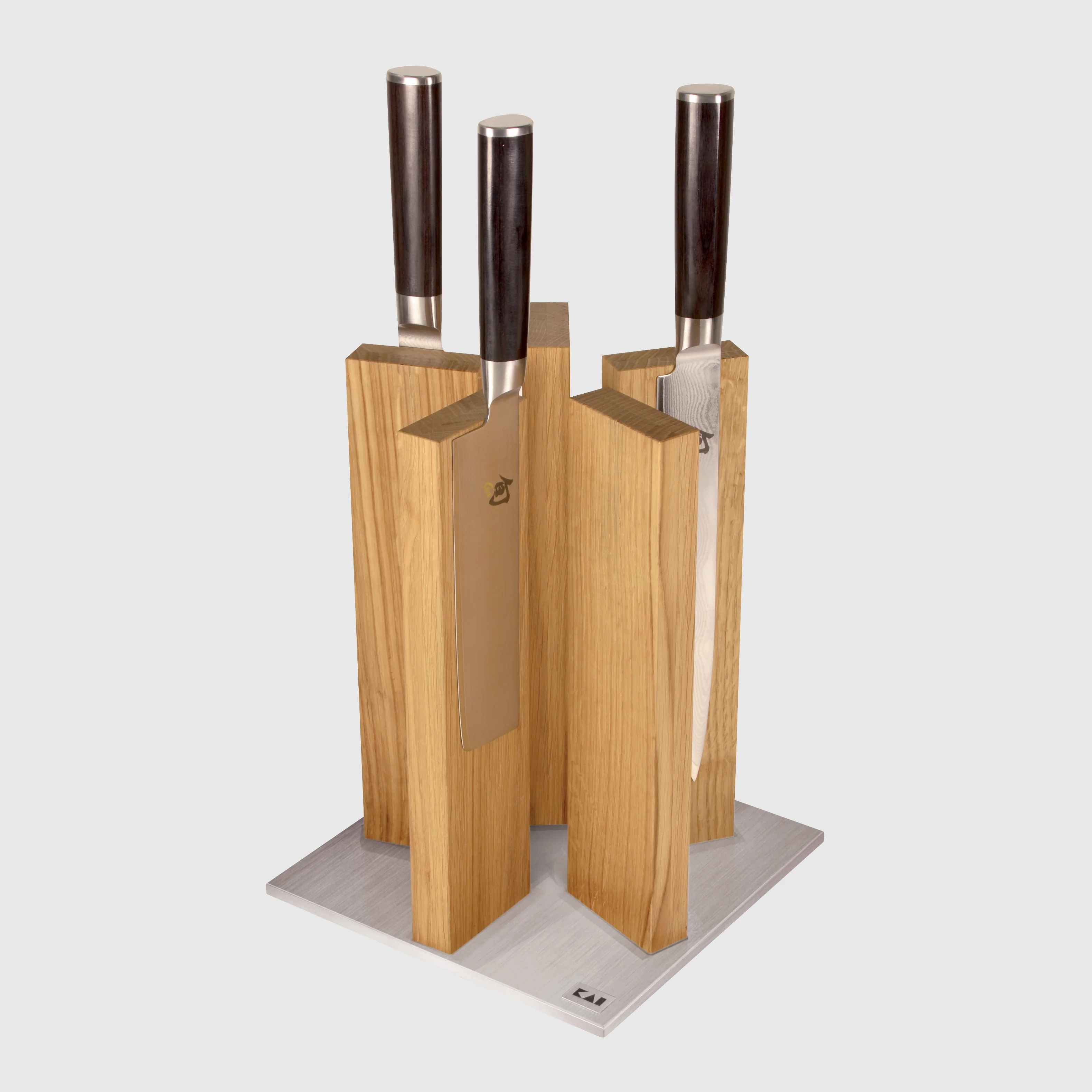 Kai Magnetic Knife Block Stainless Steel/Oak - Image 2