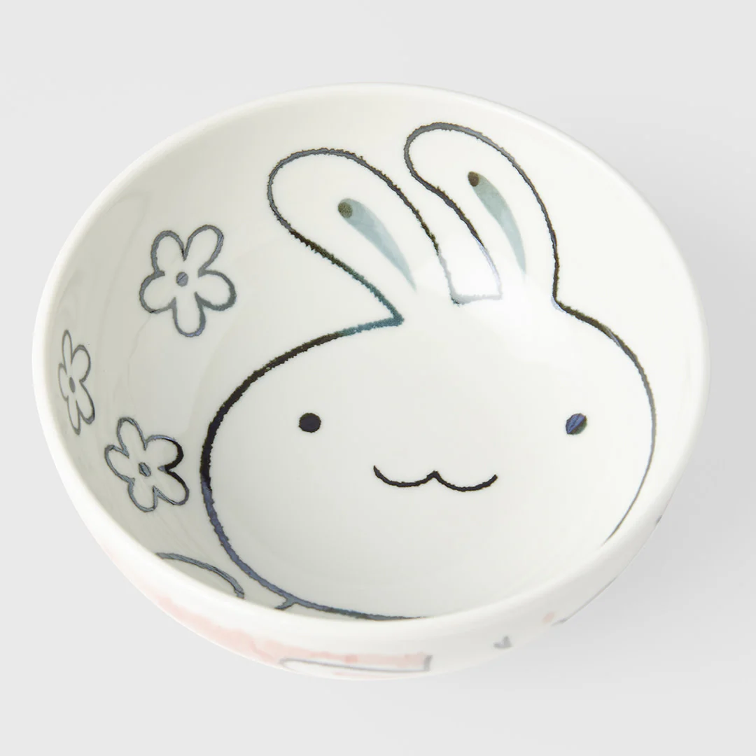 Kids bowl rabbit design with pink outer 16cm