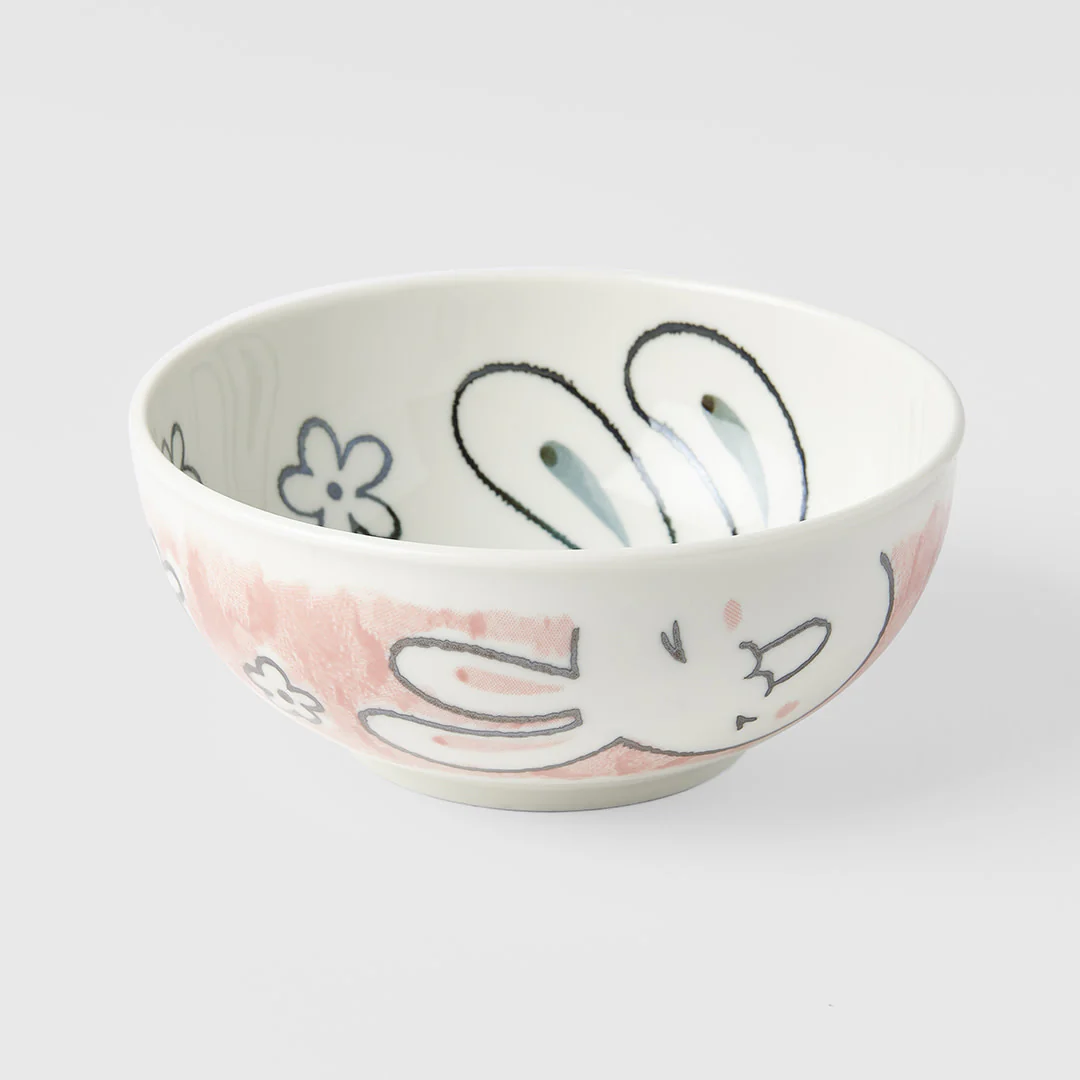 Kids bowl rabbit design with pink outer 16cm - Image 2