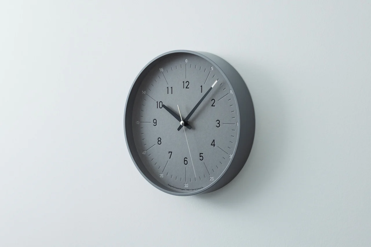 Lemnos essent Japanese Designer Wall Clock - Grey - Image 3