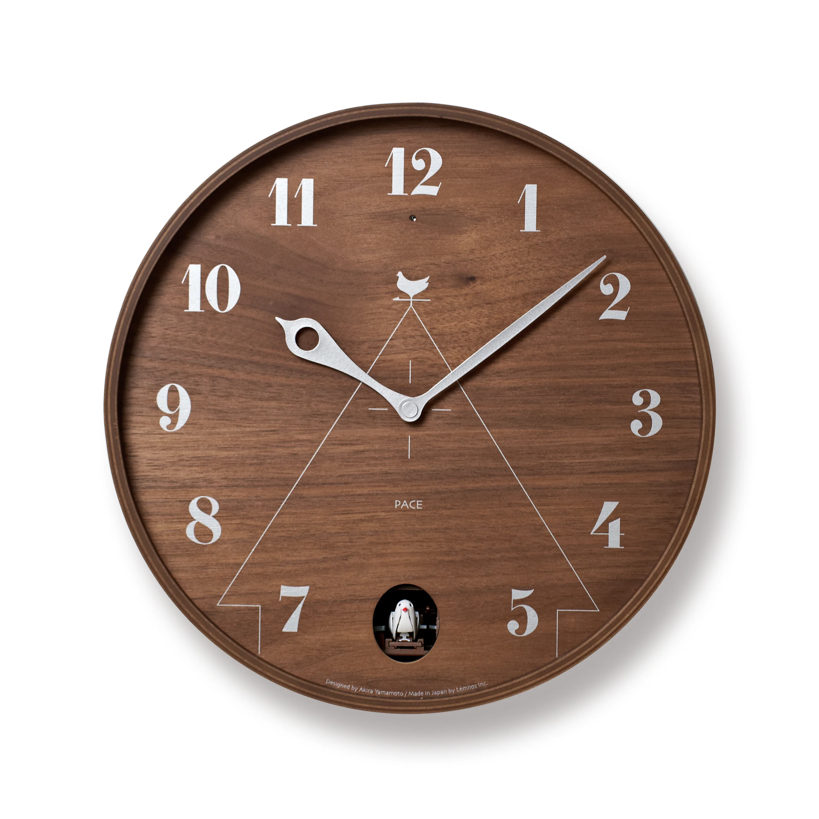 Lemnos PACE Japanese Designer Cuckoo Wall Clock - Brown