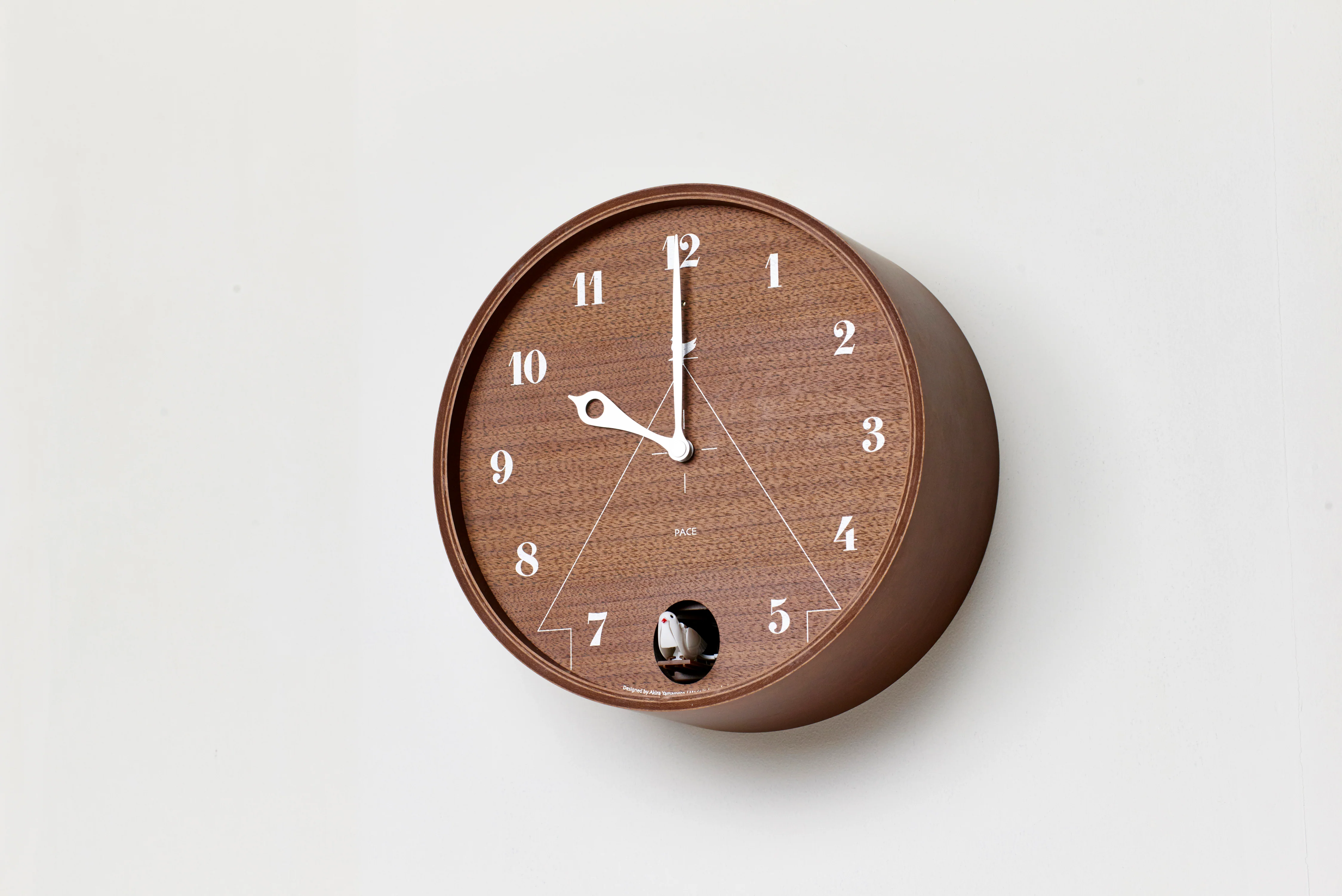 Lemnos PACE Japanese Designer Cuckoo Wall Clock - Brown - Image 4
