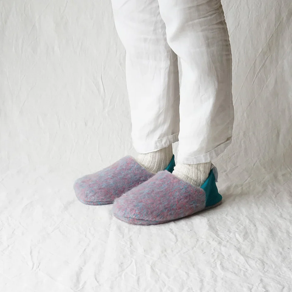 Merippa Melange Shaggy x Quilted Boa Purple Japanese Slippers - Image 4