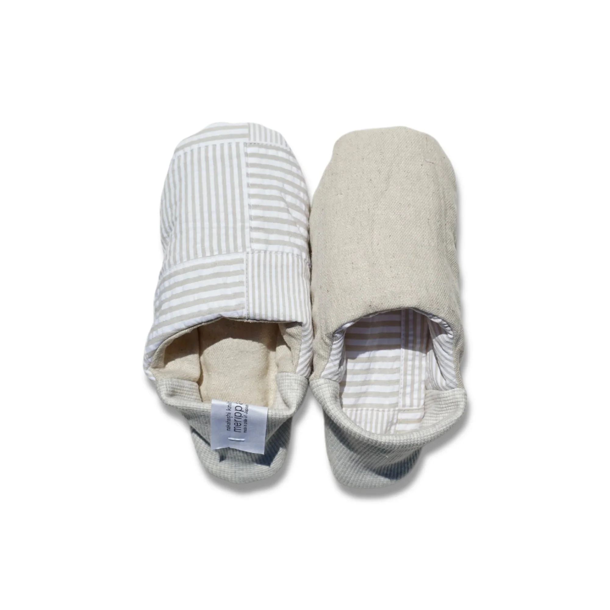 Merippa Soccer Patchwork Beige x Knapsack Natural Japanese Slippers