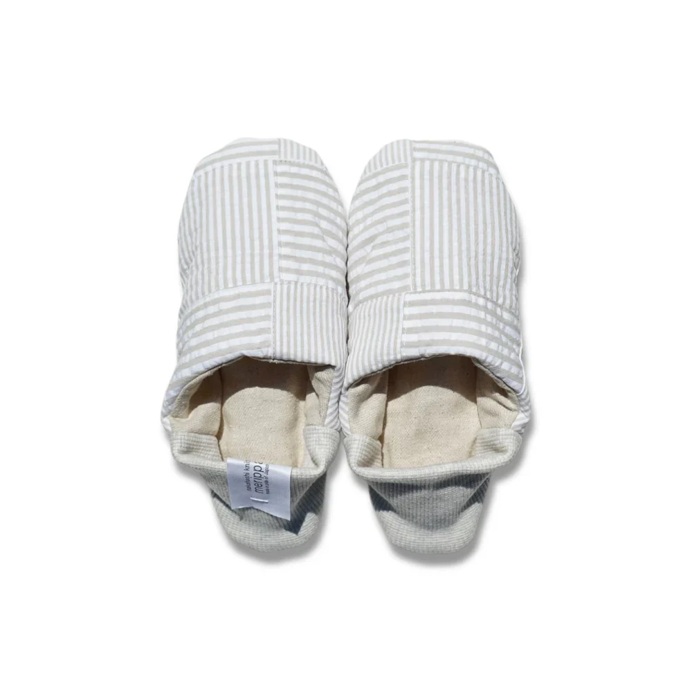 Merippa Soccer Patchwork Beige x Knapsack Natural Japanese Slippers - Image 2