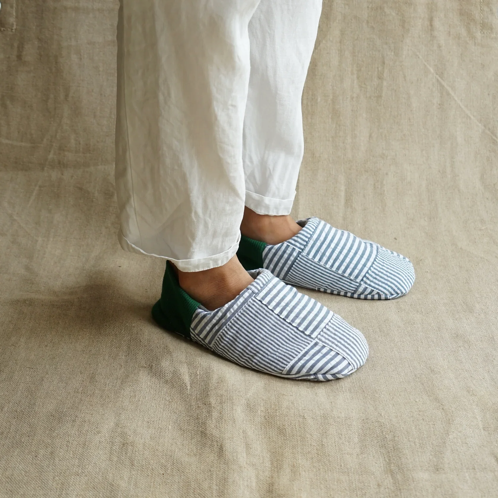 Merippa Soccer Patchwork Blue x Knapsack Grey Japanese Slippers - Image 4