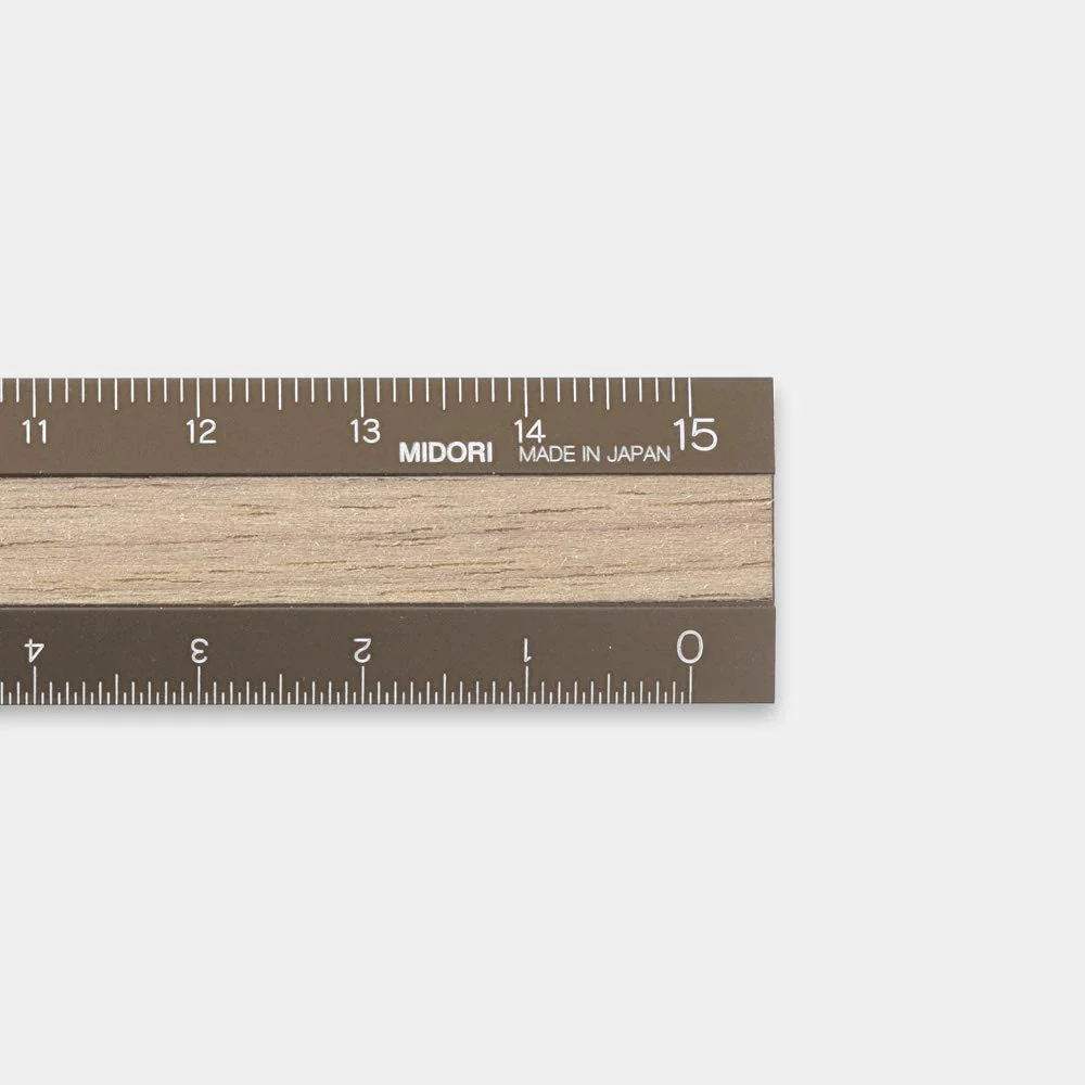 Midori Aluminium ruler 15cm Brown & Walnut - Image 3