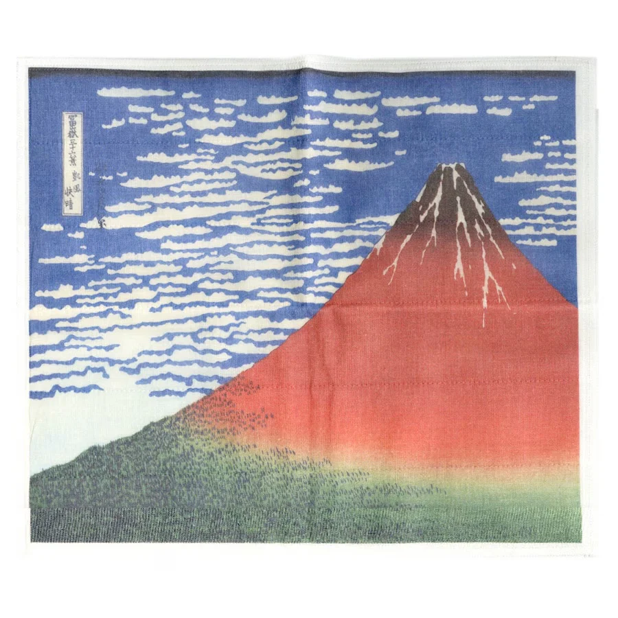 Printed Japanese Dishcloth - Red Fuji Hokusai - Image 3