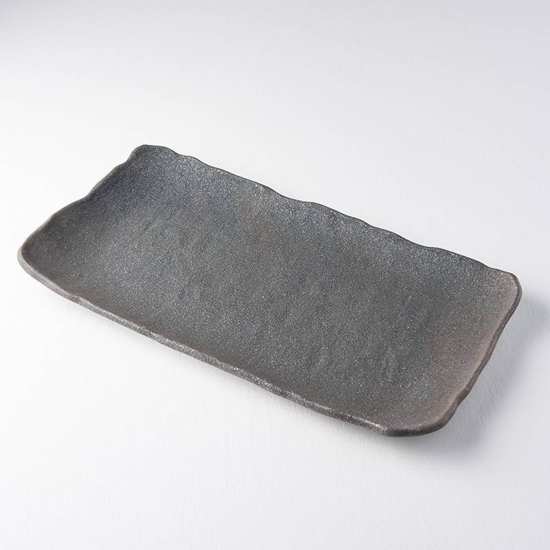 Stone Black textured large rectangular platter 35cm
