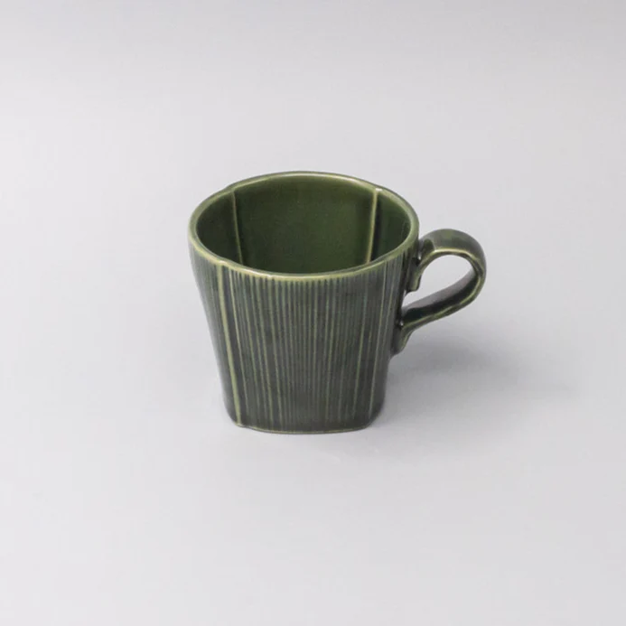 Reeded Oribe green mug with handle 190ml