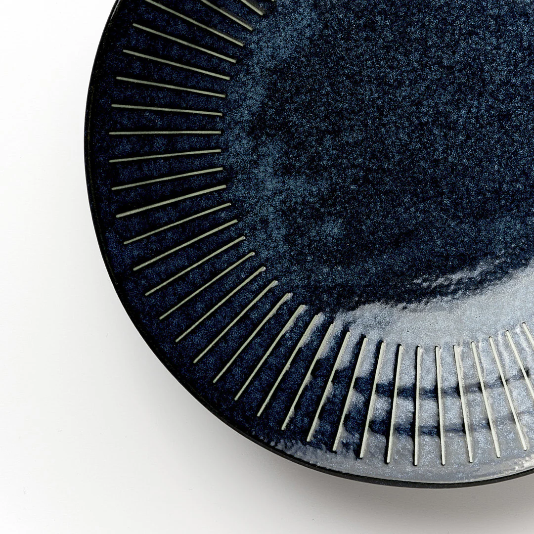 Ridged Indigo wavy edged bowl 25cm - Image 2
