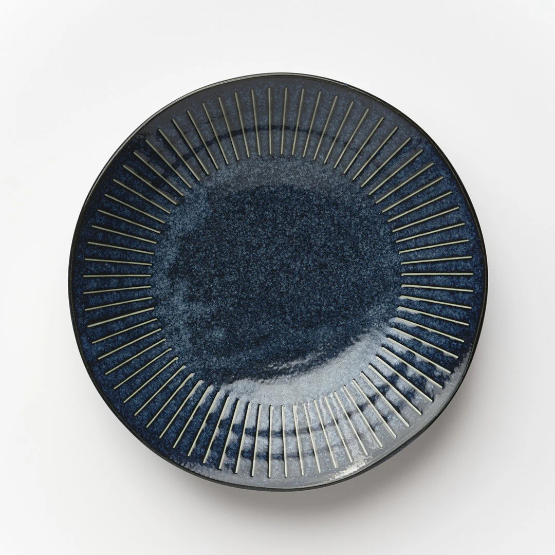 Ridged Indigo wavy edged bowl 25cm - Image 3