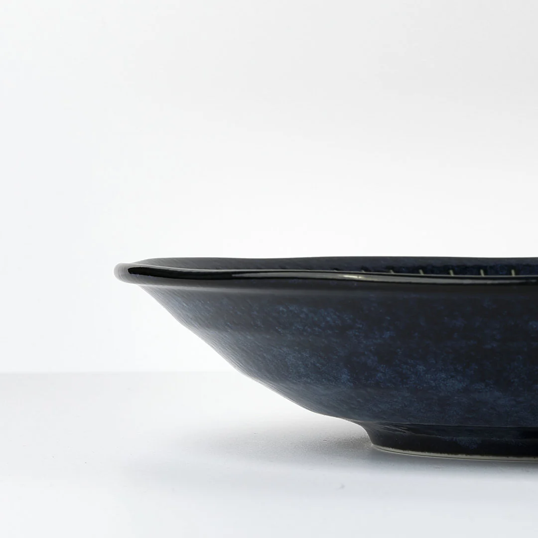 Ridged Indigo wavy edged bowl 25cm - Image 5