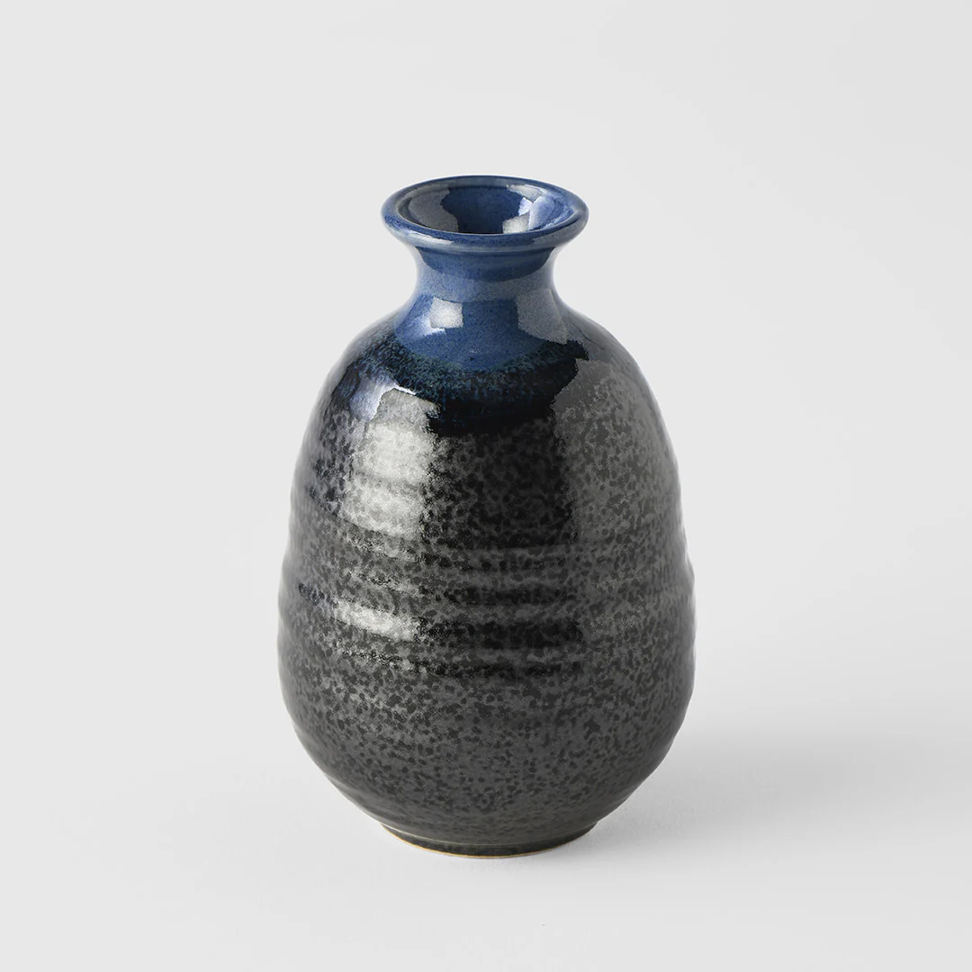 Sake Jug Black with blue top 280ml