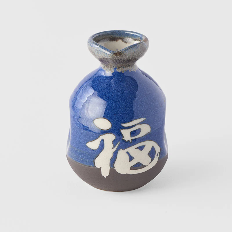 Sake jug dark blue with white kanji 275ml - Image 2