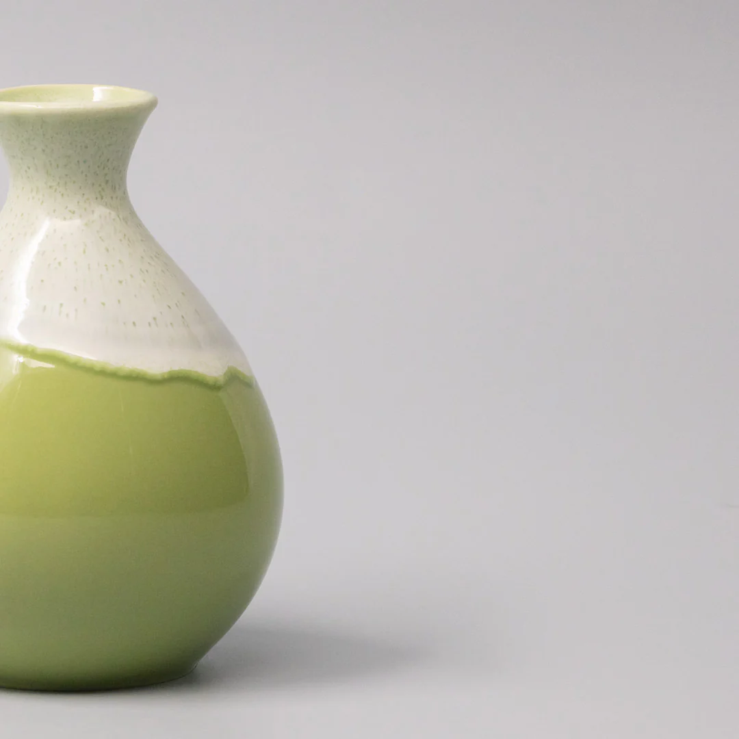 Sake Jug Green Gloss White Drip 300ml - Image 3