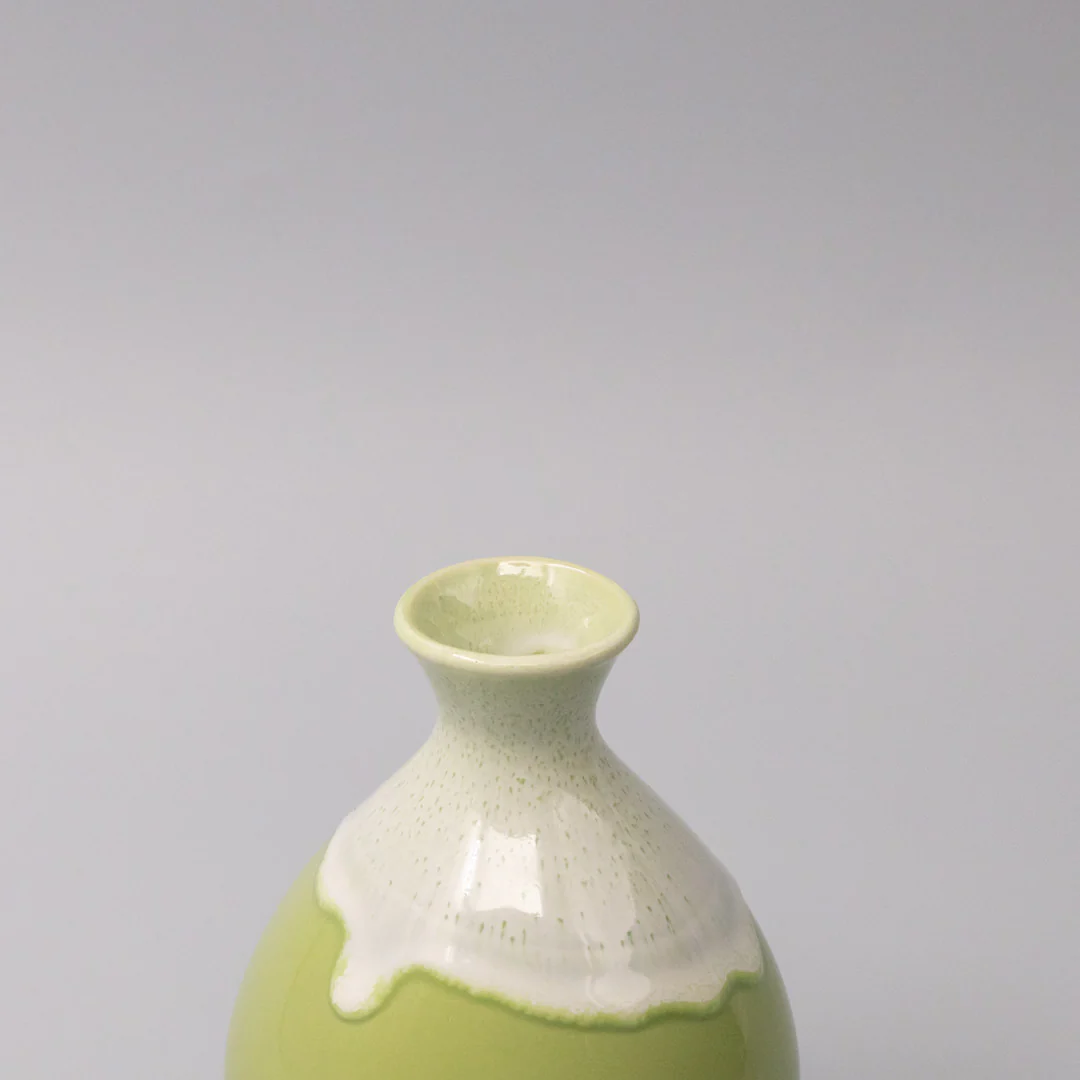 Sake Jug Green Gloss White Drip 300ml - Image 4