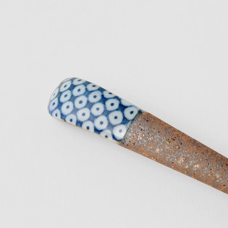 Indigo Shibori Design small bisque spoon 12.5cm - Image 5