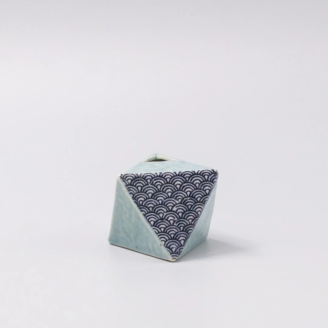Triangular Turquoise Wave Vase