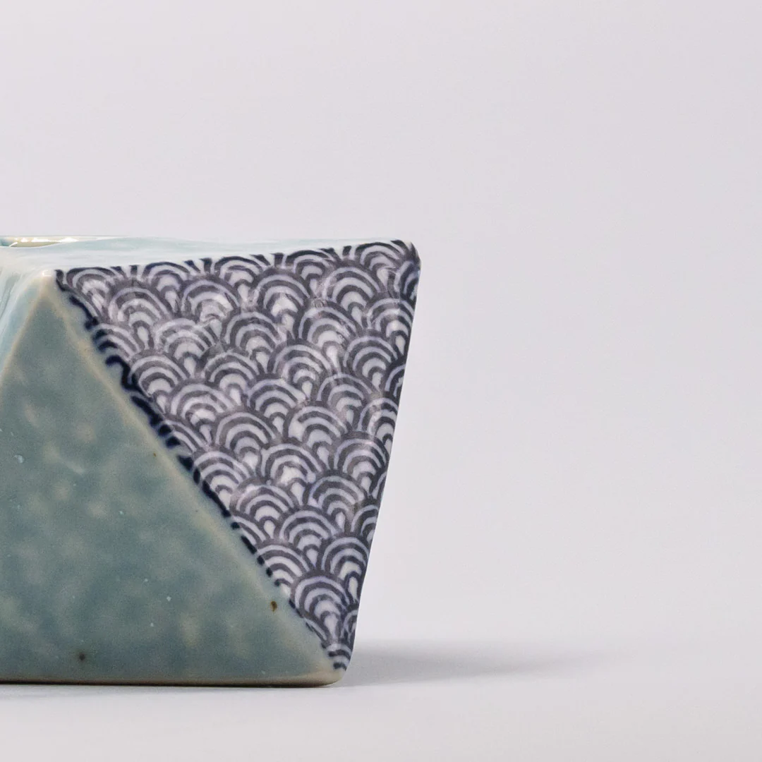 Triangular Turquoise Wave Vase - Image 2