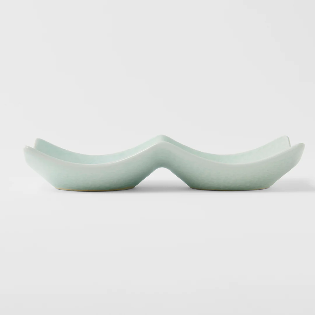 Two Section Sauce Dish Soft White Glaze - Image 3