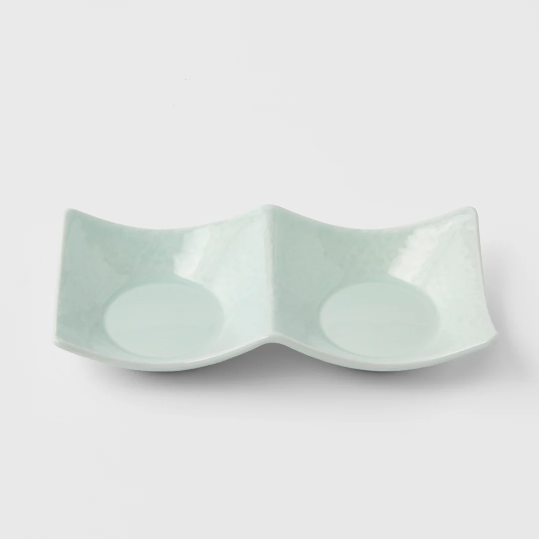 Two Section Sauce Dish Soft White Glaze - Image 4