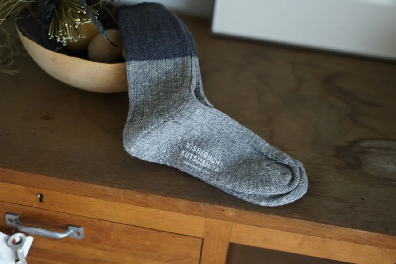 Wool Cotton Slab Socks - Charcoal - Image 2