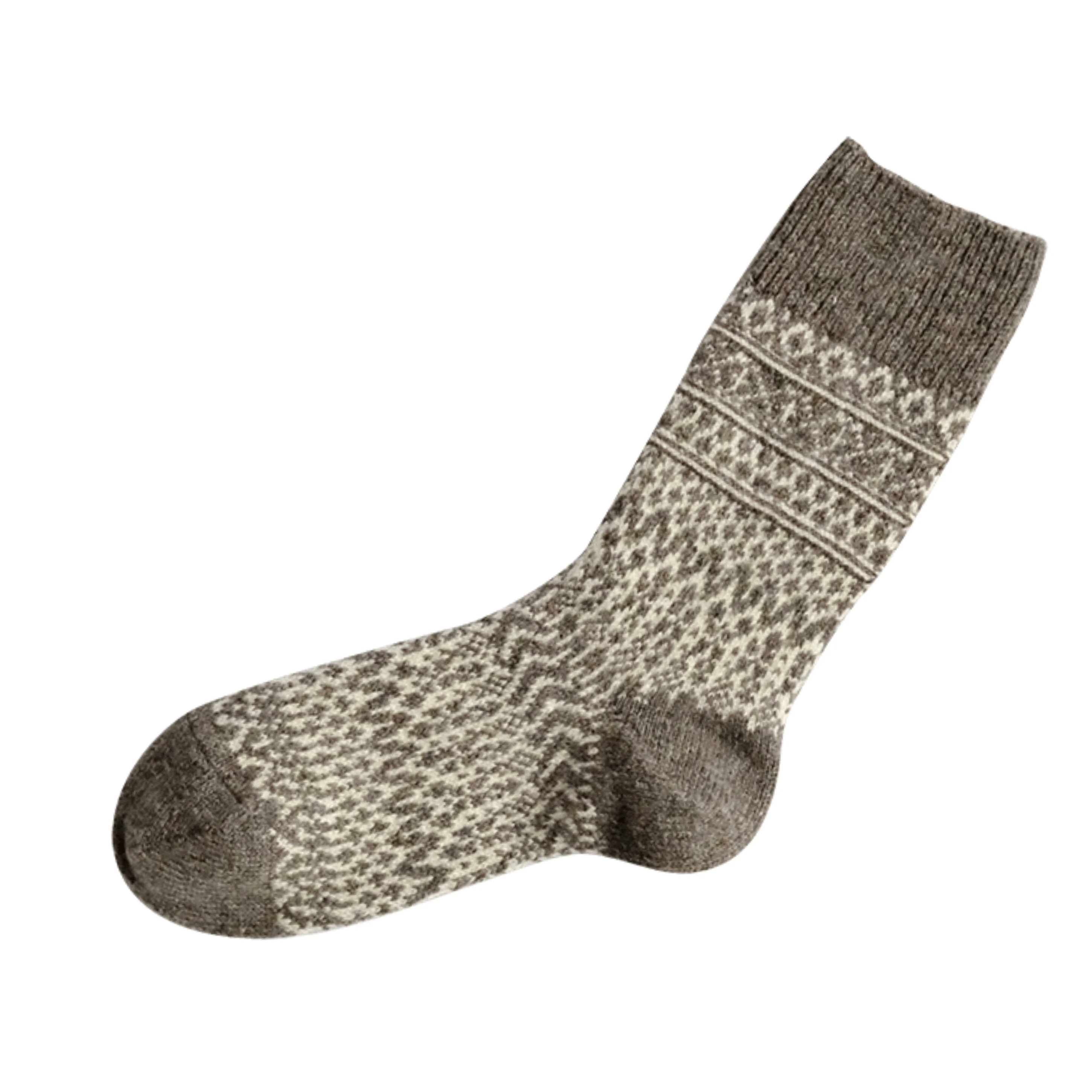 Wool Jacquard Socks - Grey