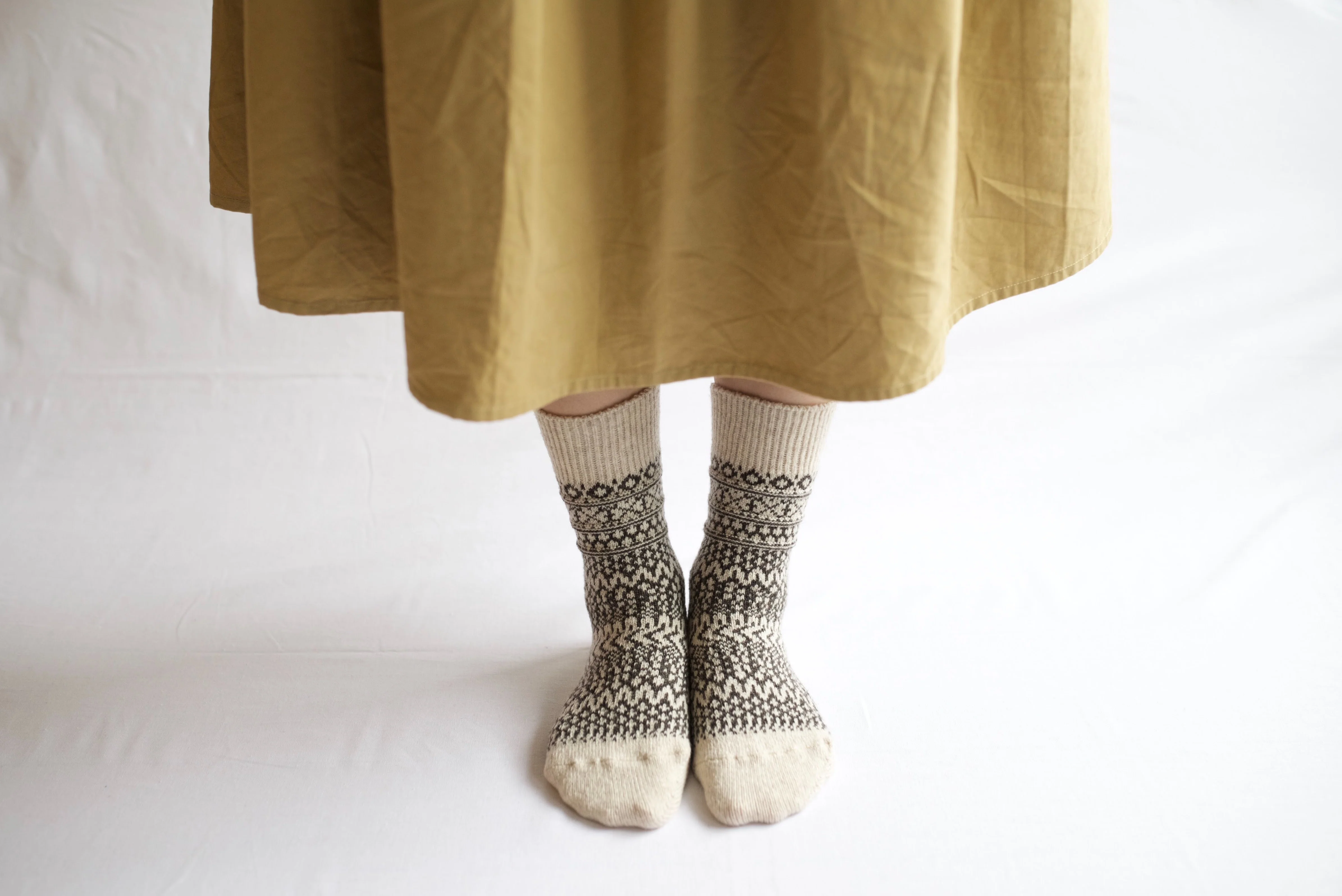 Wool Jacquard Socks - Oatmeal - Image 3